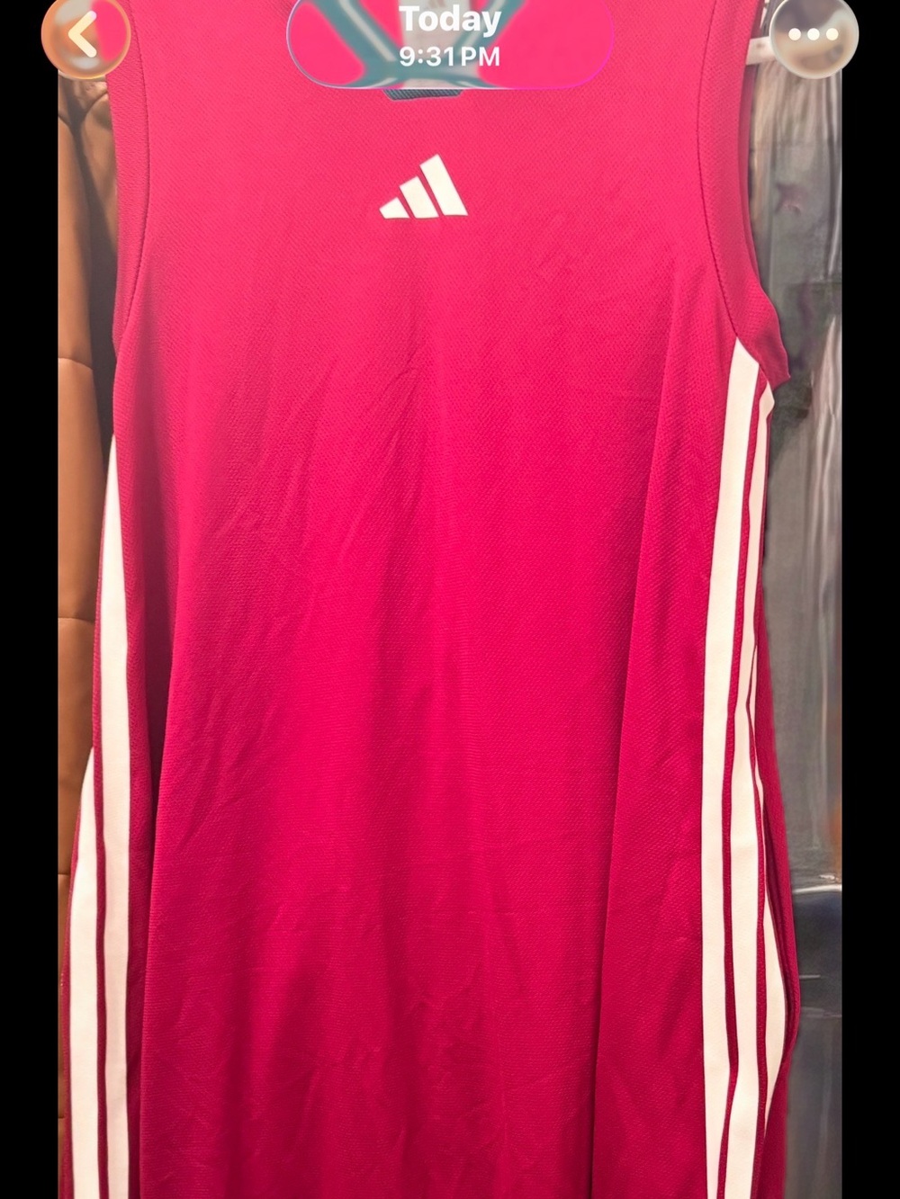 Adidas Burgundy Maxi Dress with White Stripes